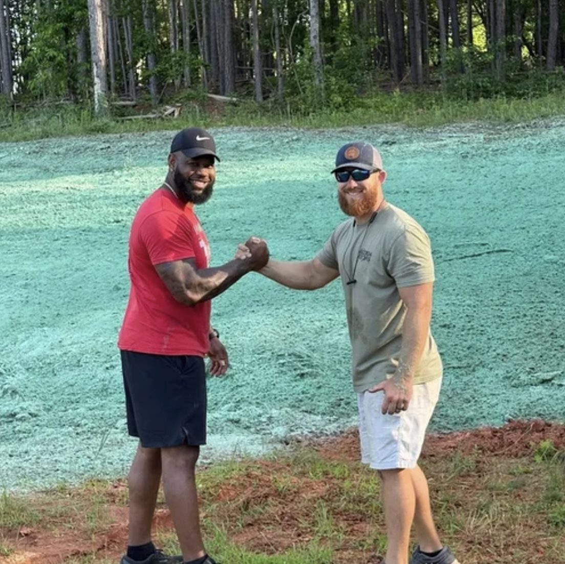Super Seed owners on-site after completing a hydroseed application, Upstate SC