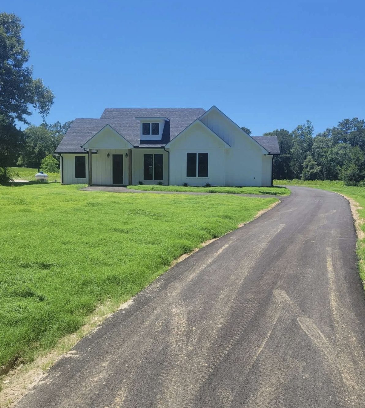 Residential hydroseeded lawn at a new-construction farmhouse — Upstate SC